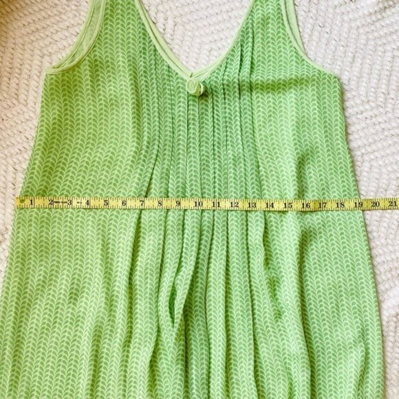 Vintage-Style Lime Green Sleeveless Midi Dress With V-Neck & Rosette Size S - Picture 7 of 9
